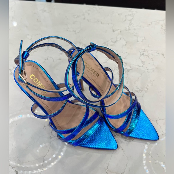 Holographic Mermaid 🧜‍♀️ snake embossed, 5” heel women’s sandals, Euro size 37 - Picture 7 of 13